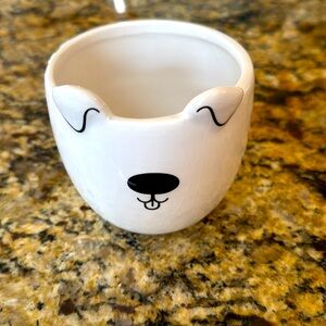 Target Spritz Stoneware Dog planter white black 3-4” tall opening diameter 3.25”